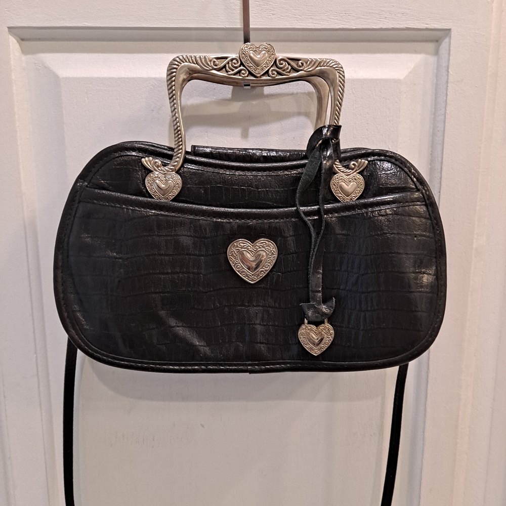 Brighton Black Heart Accent Shoulder Bag